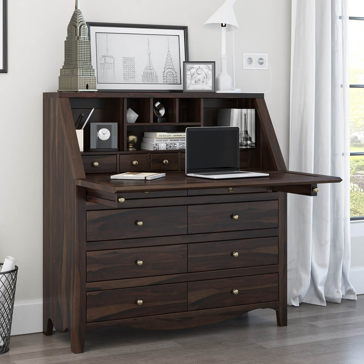 Philadelphia Solid Wood Handmade 44 Inch Drop Front Secretary Desk