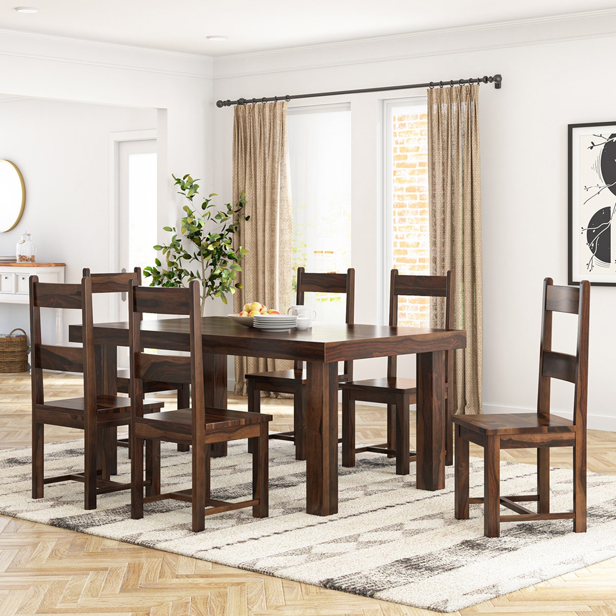 Frisco Modern Solid Wood Casual Rustic Dining Room Set