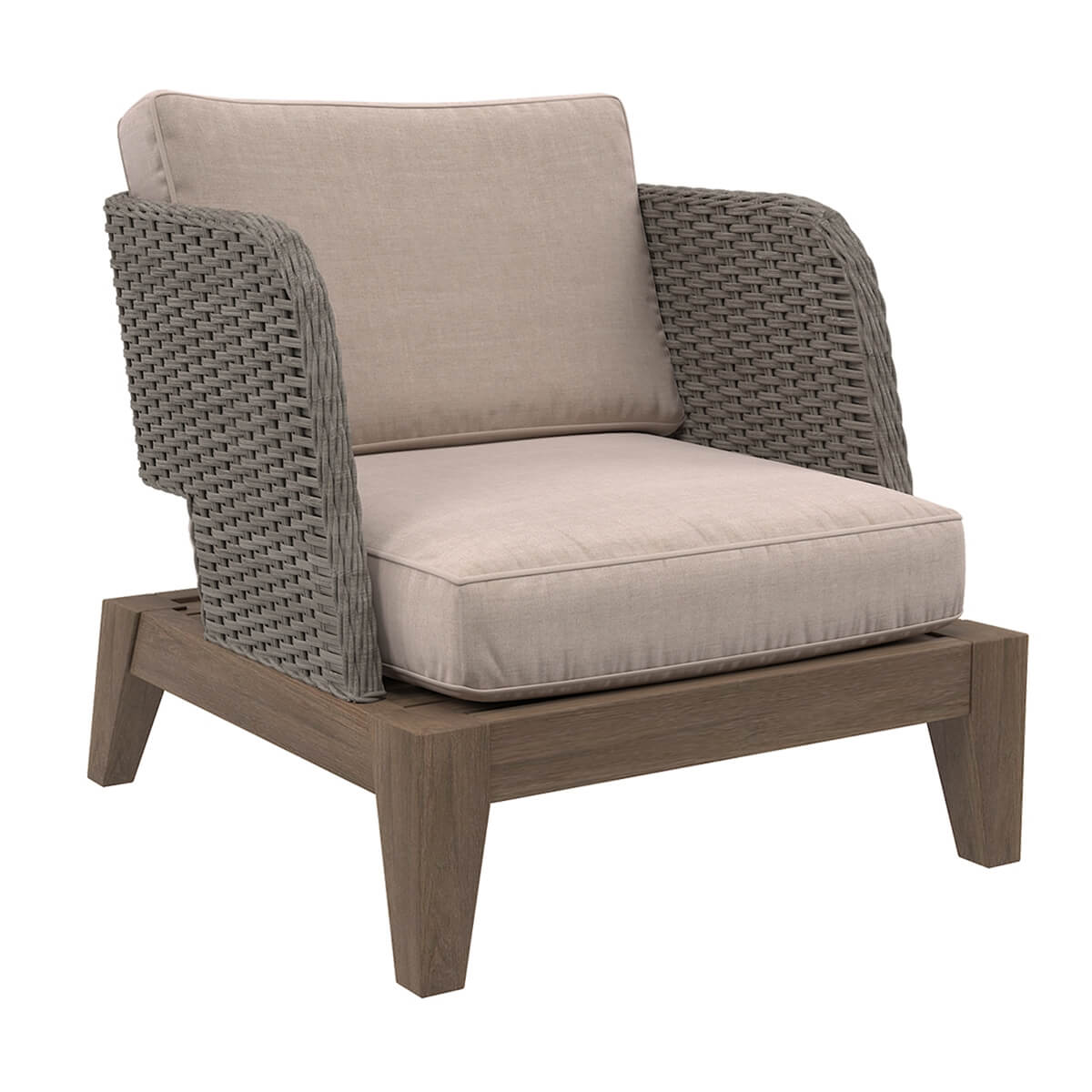 Valence Ash Gray Teak Wood Outdoor Single Seater Sofa