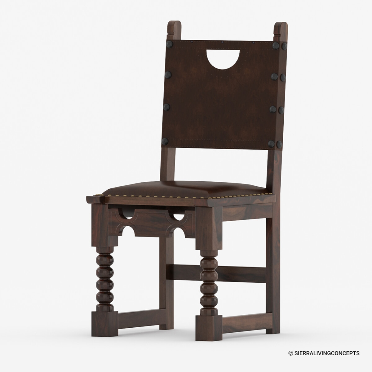 Nottingham Solid Wood Leather Upholstered Traditional Dining Chair