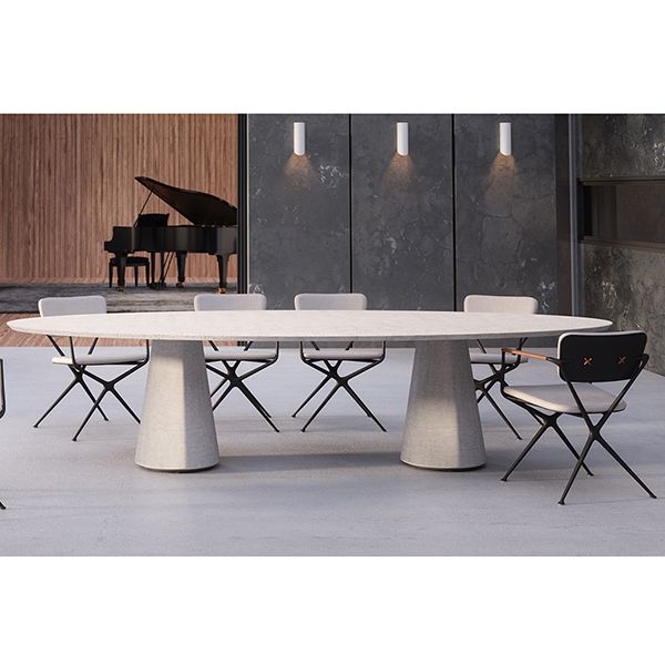 Conix Oval Concrete Table and Exes Chairs